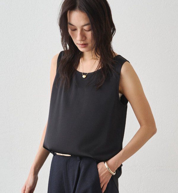  「サテンインナータンク」|シャツ・ブラウス|ブラック