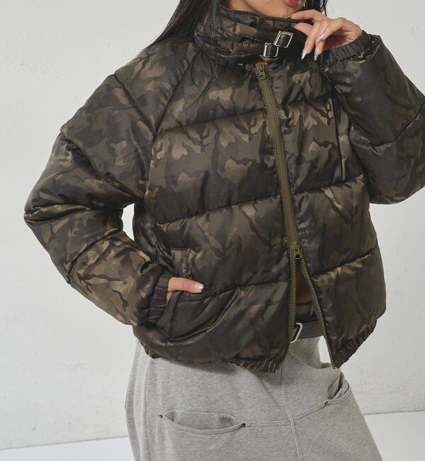  「アソート柄中綿ブルゾン」|ブルゾン・スタジャン|カーキ