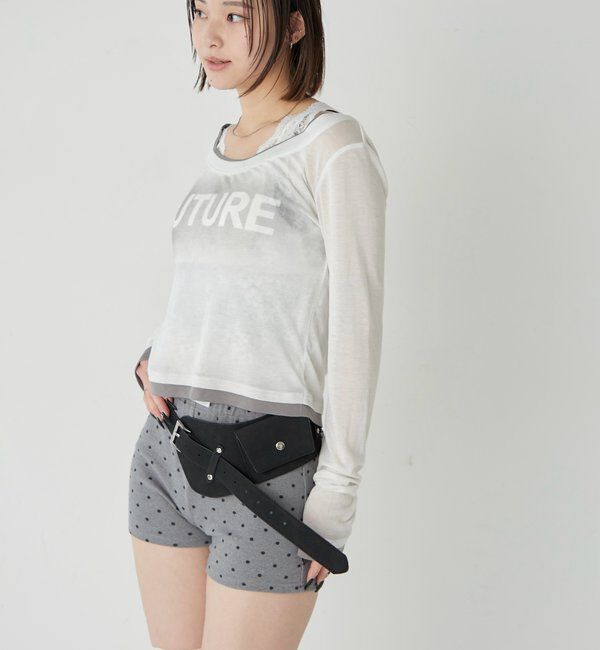  「スプレーロゴレイヤードシアートップス」|Tシャツ・カットソー|