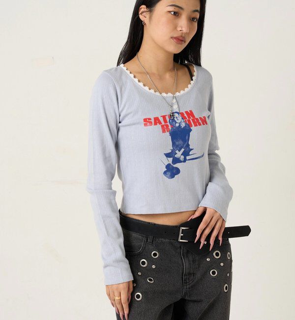  「シャーロットパターンメッシュトップス」|Tシャツ・カットソー|