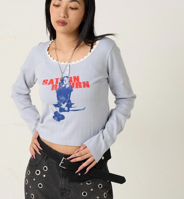  「シャーロットパターンメッシュトップス」|Tシャツ・カットソー|