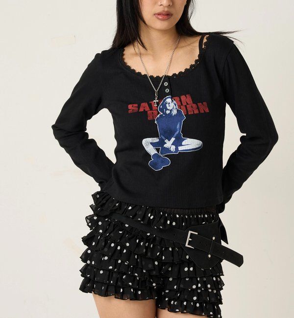  「シャーロットパターンメッシュトップス」|Tシャツ・カットソー|