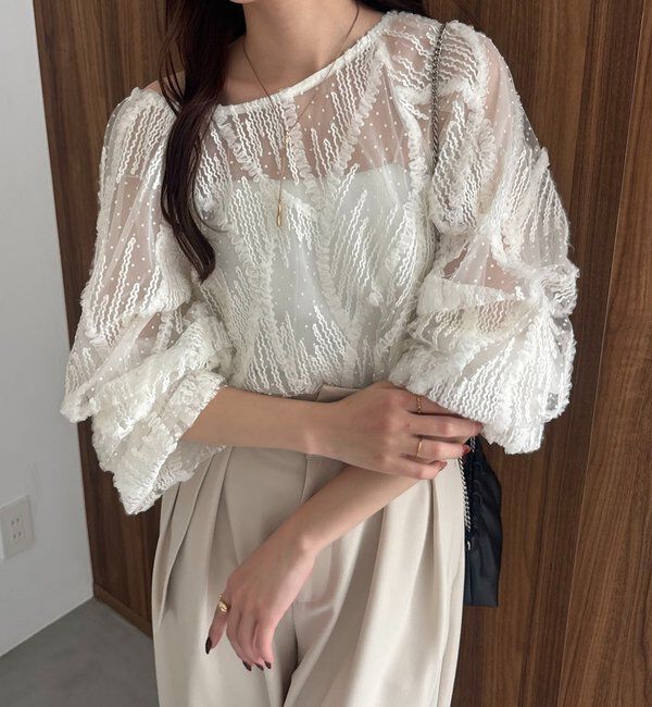 「【yuu企画】ジャガードシアーブラウス」|シャツ・ブラウス|