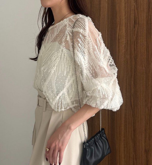  「【yuu企画】ジャガードシアーブラウス」|シャツ・ブラウス|