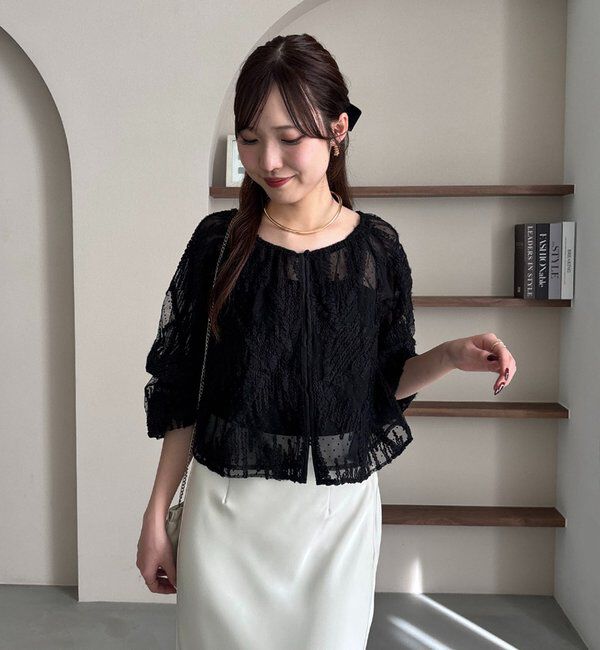  「【yuu企画】ジャガードシアーブラウス」|シャツ・ブラウス|