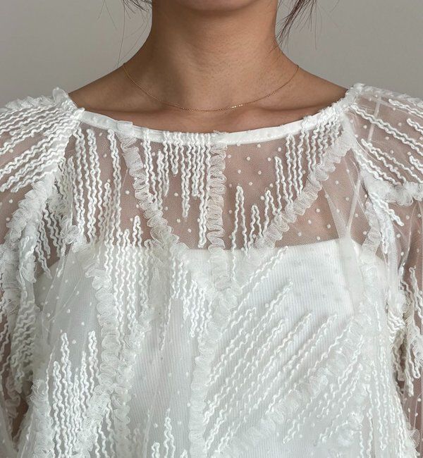  「【yuu企画】ジャガードシアーブラウス」|シャツ・ブラウス|