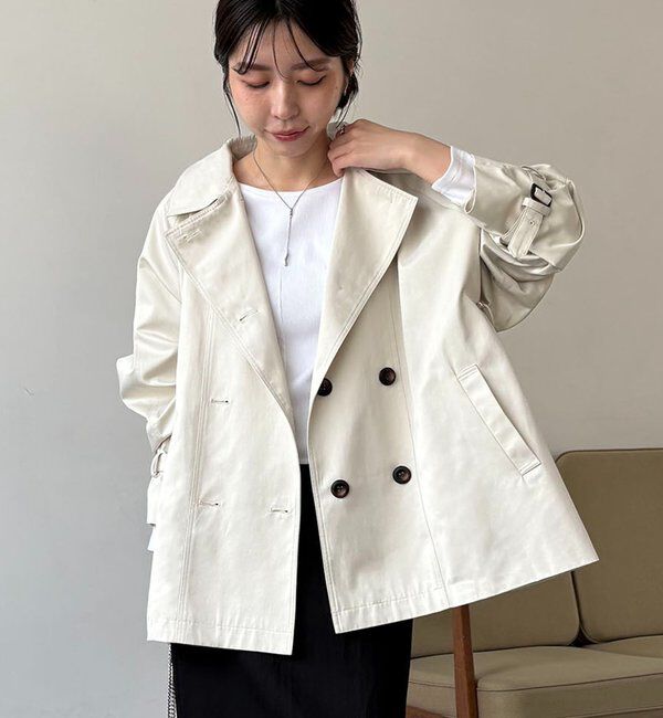  「【サイズ展開あり】バックギャザーコート」|その他|エクリュ