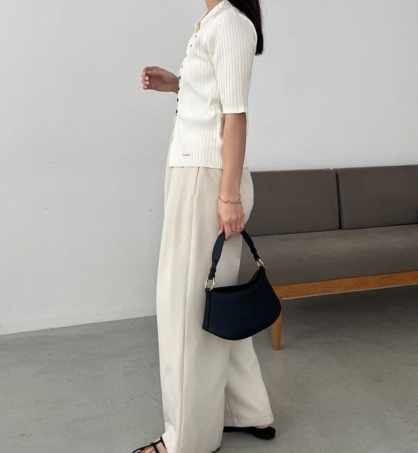  「【全骨格◎】ハーフスリーブポロニット」|カーディガン|