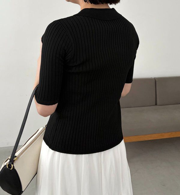  「【全骨格◎】ハーフスリーブポロニット」|カーディガン|