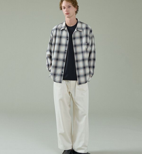ABAHOUSE「オンブレーチェック オープンカラーシャツ / オーバーサイズ」|シャツ・ブラウス|