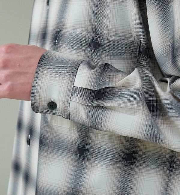 ABAHOUSE「オンブレーチェック オープンカラーシャツ / オーバーサイズ」|シャツ・ブラウス|