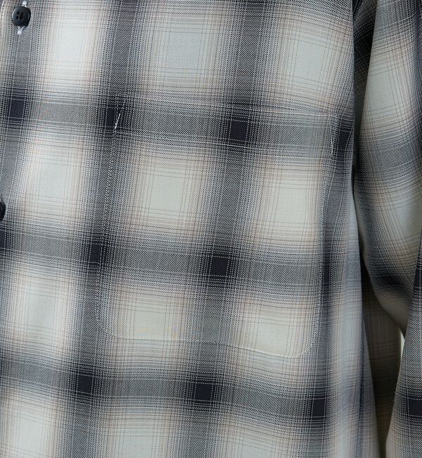 ABAHOUSE「オンブレーチェック オープンカラーシャツ / オーバーサイズ」|シャツ・ブラウス|