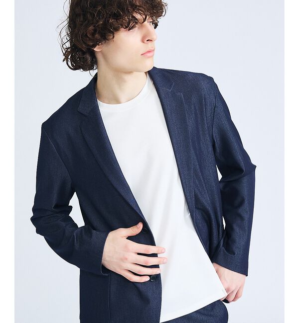 ABAHOUSE「【セットアップ対応】デニムライクツイル シングルジャケット」|テーラードジャケット|インディゴ