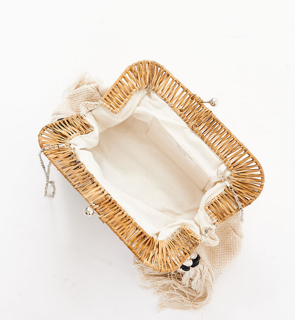 Rouge vif「【Swaraj/スワラージ】ラタンフレームクラッチバッグ / フリンジ / チェ」|クラッチバッグ|