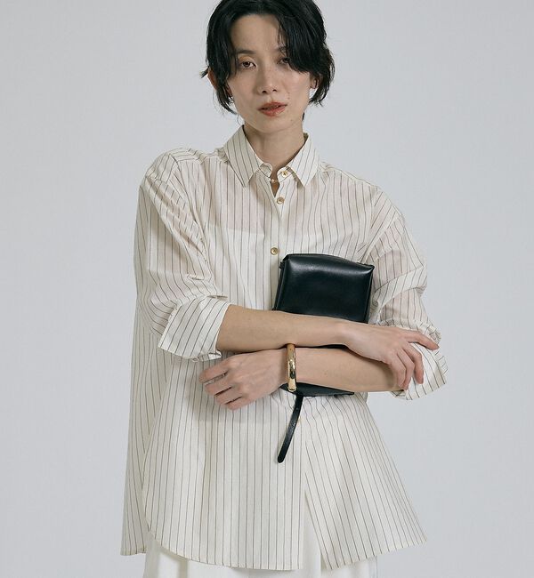 qualite「ラメストライプシャツ【予約】」|シャツ・ブラウス|