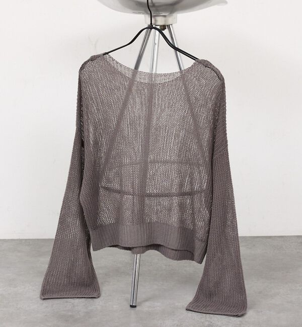 abahouse mavie「【メッシュ編み】シアーニットプルオーバー/春服/夏服/レイヤード/長袖/リネンラ」|ニット・セーター|