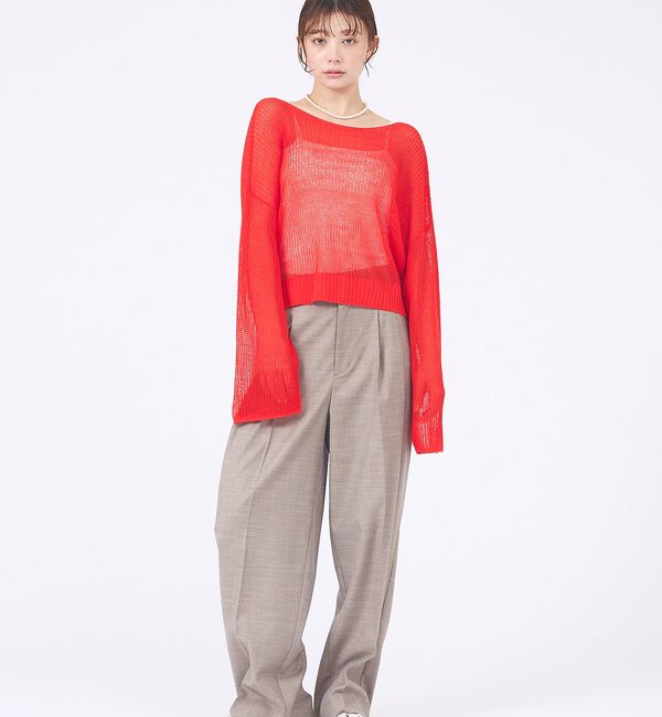 abahouse mavie「【メッシュ編み】シアーニットプルオーバー/春服/夏服/レイヤード/長袖/リネンラ」|ニット・セーター|