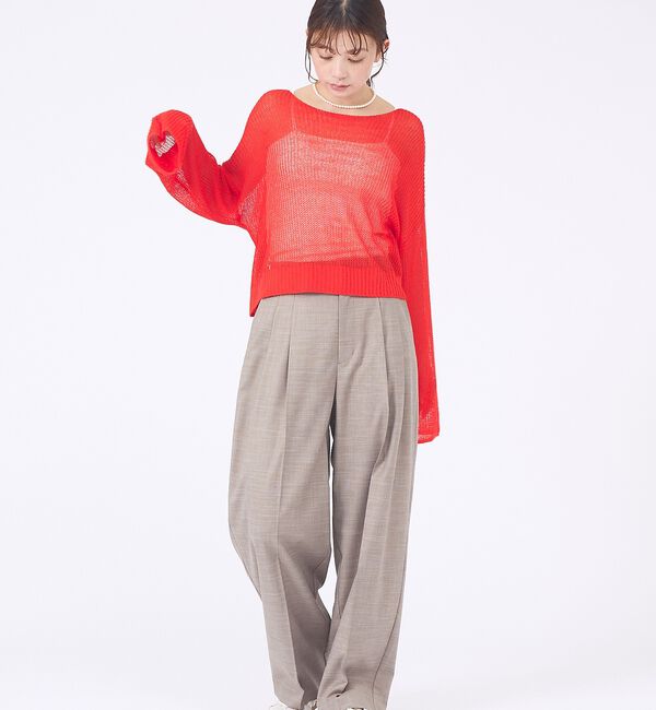 abahouse mavie「【メッシュ編み】シアーニットプルオーバー/春服/夏服/レイヤード/長袖/リネンラ」|ニット・セーター|