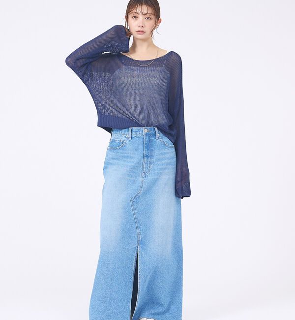 abahouse mavie「【メッシュ編み】シアーニットプルオーバー/春服/夏服/レイヤード/長袖/リネンラ」|ニット・セーター|