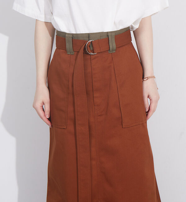 NOMINE「【Dickiesコラボ 別注】ウエスト配色 ベルトチノロングスカート」|スカート|