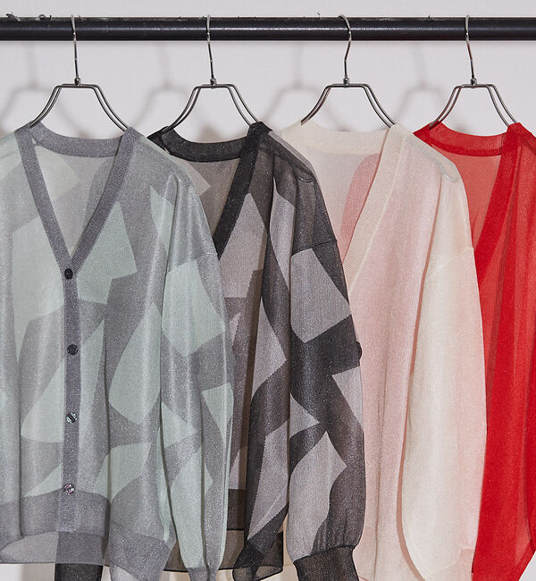 NOMINE「ジャガード シアー ニットカーディガン」|カーディガン|