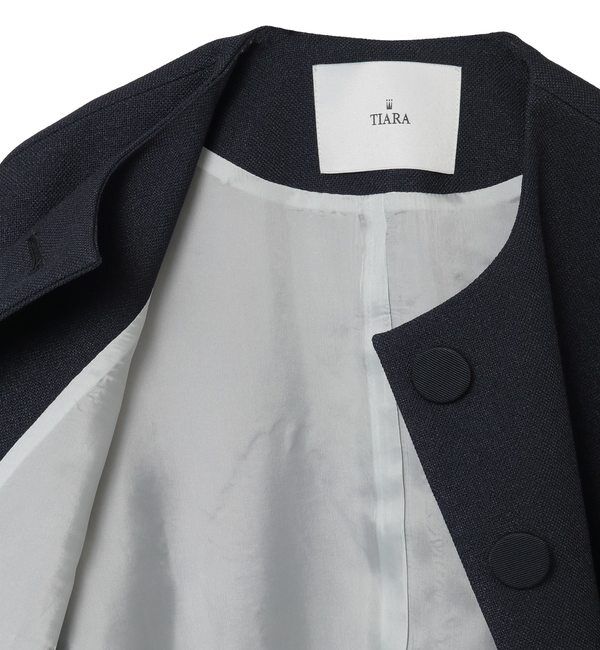 TIARA「ボリュームスリーブジャケット」|ノーカラージャケット|