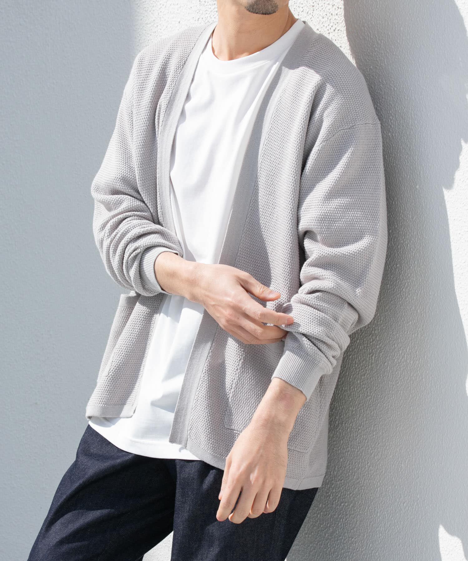 URBAN RESEARCH ROSSO「『WEB限定』変形カノコトッパーニットカーディガン」|カーディガン|ライトグレー