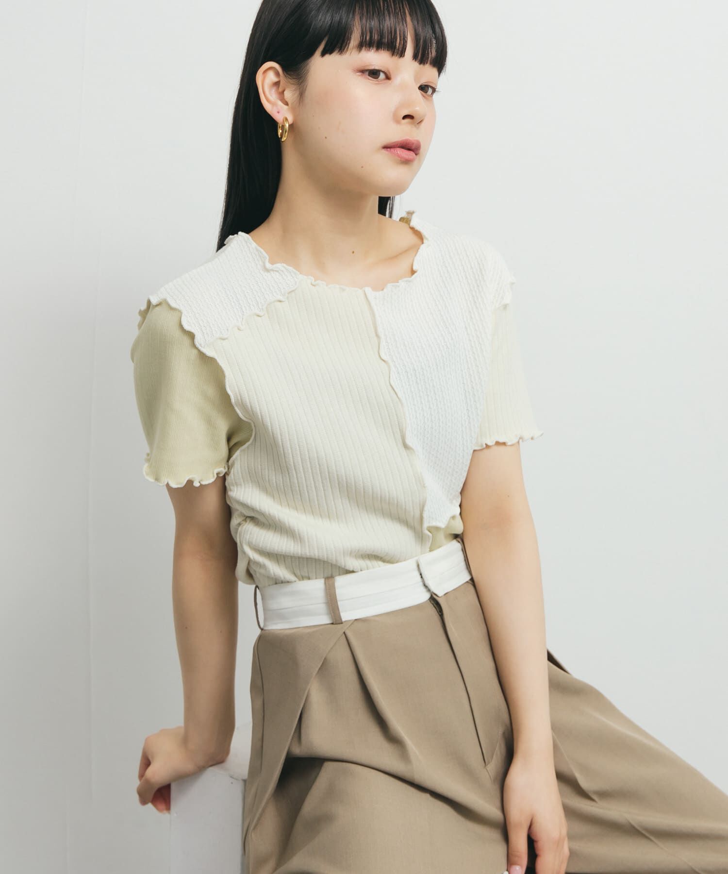  「MIXカラーパッチワークカットソー」|Tシャツ・カットソー|