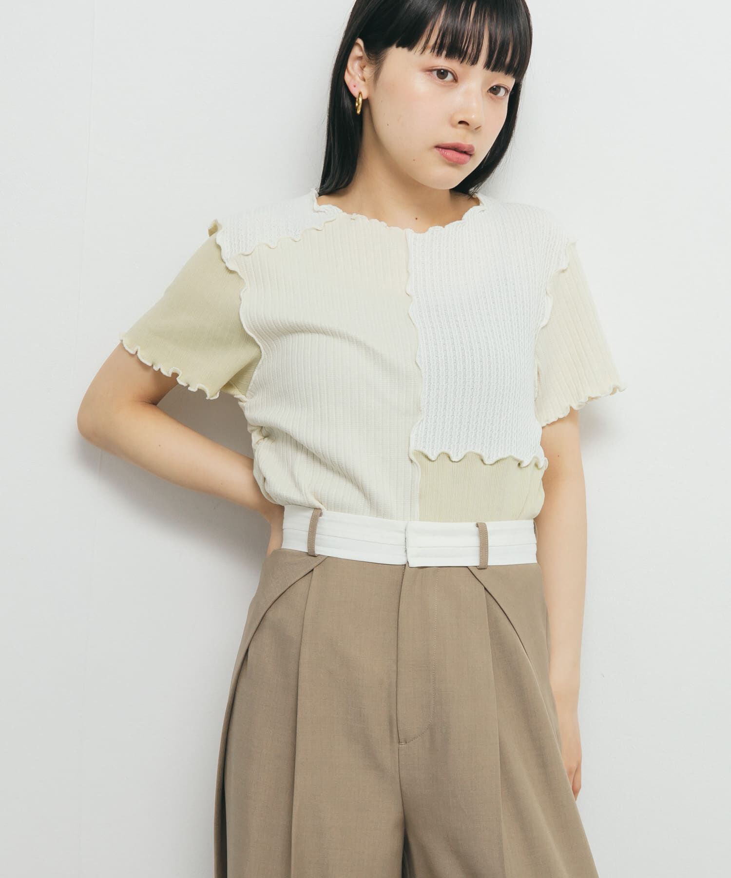  「MIXカラーパッチワークカットソー」|Tシャツ・カットソー|