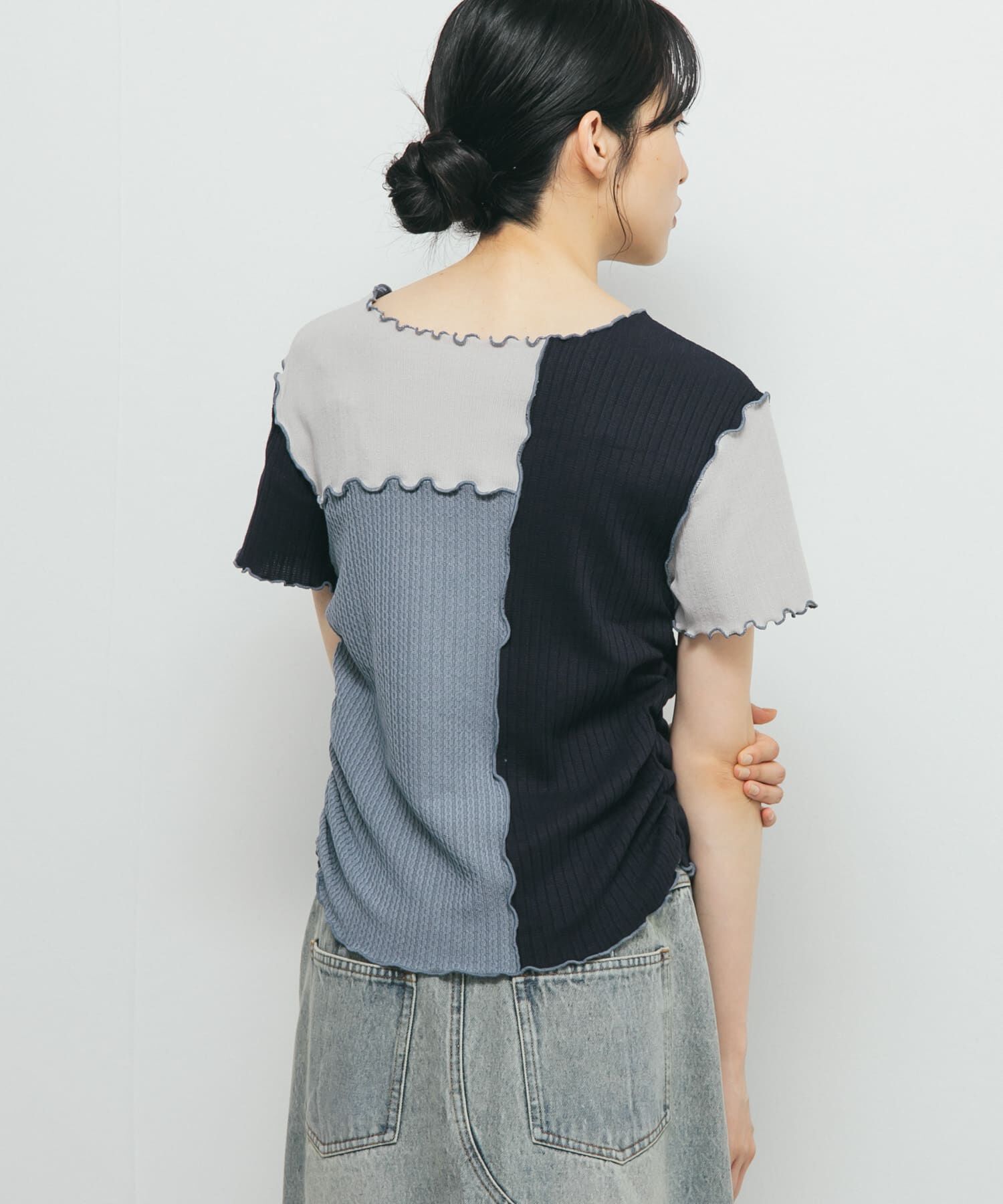  「MIXカラーパッチワークカットソー」|Tシャツ・カットソー|