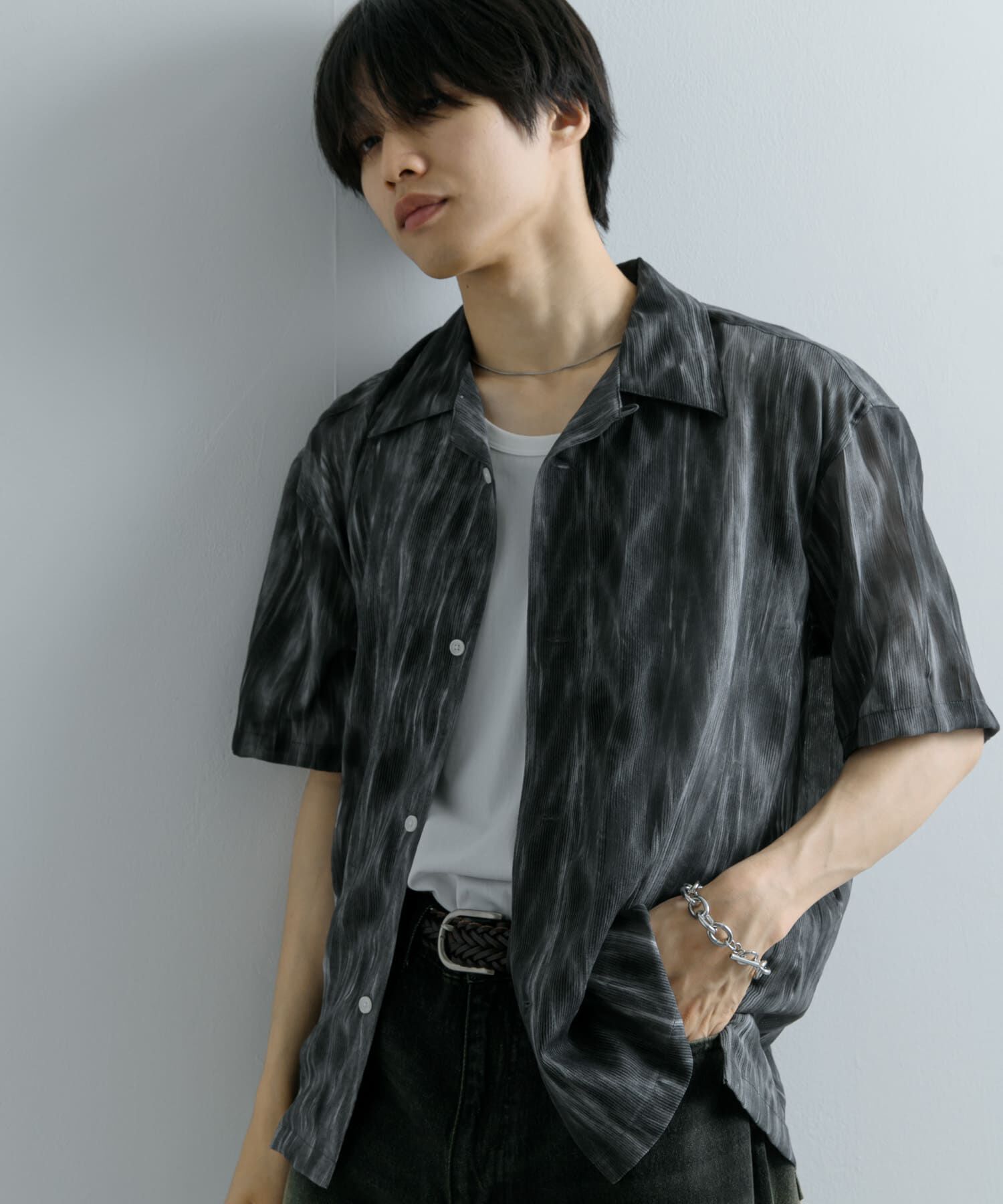 SENSE OF PLACE by URBAN RESEARCH「マーブルプリントオープンカラーシャツ」|シャツ・ブラウス|