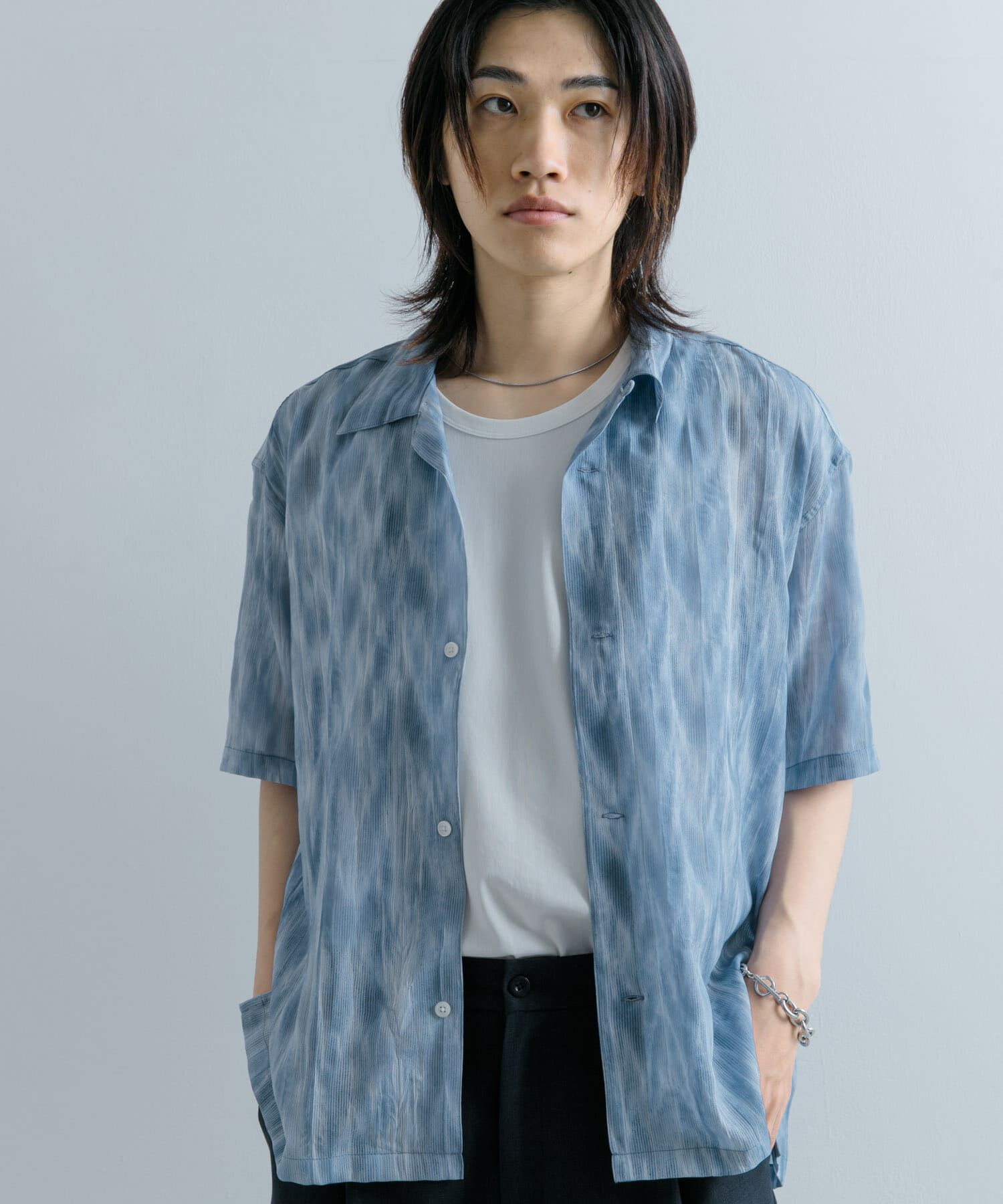 SENSE OF PLACE by URBAN RESEARCH「マーブルプリントオープンカラーシャツ」|シャツ・ブラウス|