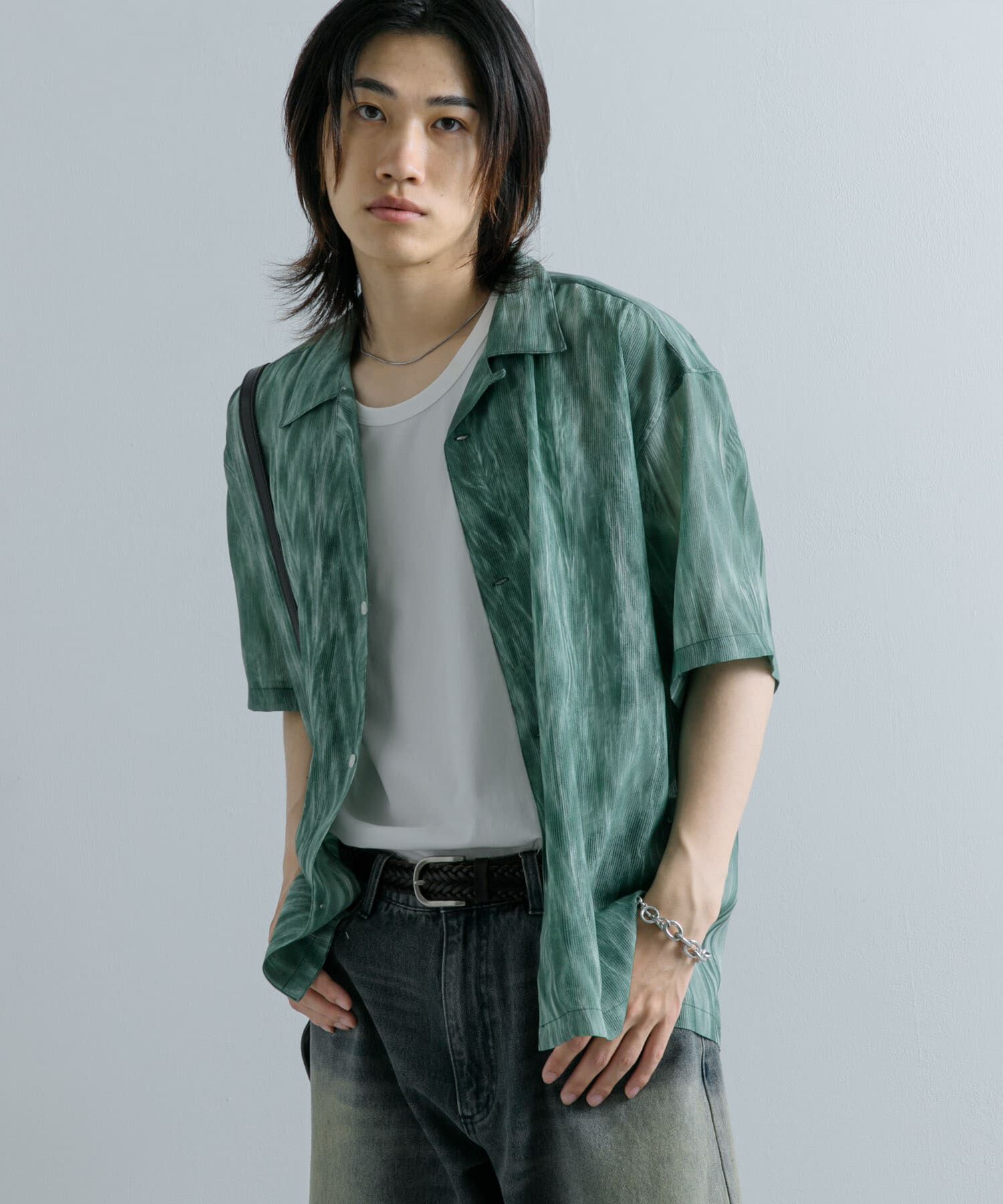 SENSE OF PLACE by URBAN RESEARCH「マーブルプリントオープンカラーシャツ」|シャツ・ブラウス|