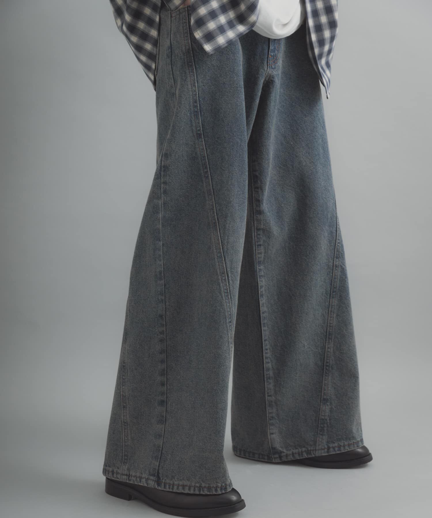 SENSE OF PLACE by URBAN RESEARCH「『ユニセックス』ケミカルバギーワイドデニムパンツ」|デニム|