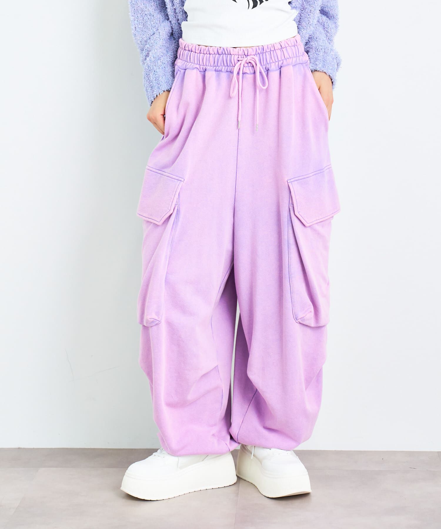 SENSE OF PLACE by URBAN RESEARCH「ANNA SUI NYC　ビッグポケットバギースウェットパンツ」|その他|パープル