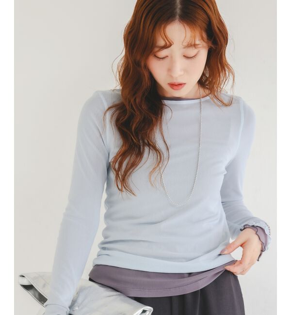 le.coeur blanc「薄手で着心地抜群！新色登場★シアークルーネックプルオーバー」|Tシャツ・カットソー|