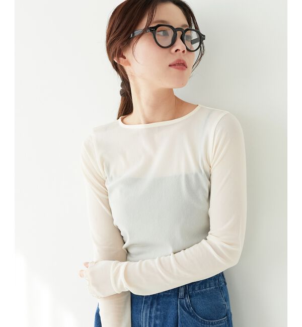 le.coeur blanc「薄手で着心地抜群！新色登場★シアークルーネックプルオーバー」|Tシャツ・カットソー|