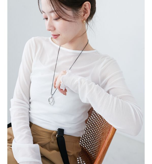 le.coeur blanc「薄手で着心地抜群！新色登場★シアークルーネックプルオーバー」|Tシャツ・カットソー|