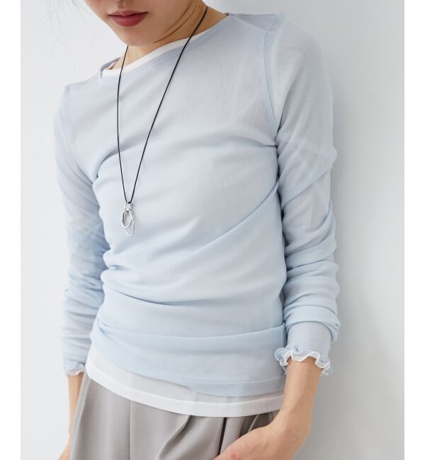 le.coeur blanc「薄手で着心地抜群！新色登場★シアークルーネックプルオーバー」|Tシャツ・カットソー|