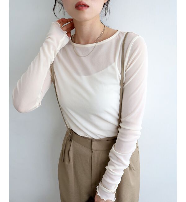 le.coeur blanc「薄手で着心地抜群！新色登場★シアークルーネックプルオーバー」|Tシャツ・カットソー|オフ