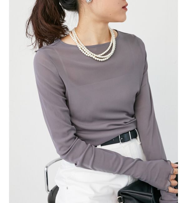 le.coeur blanc「薄手で着心地抜群！新色登場★シアークルーネックプルオーバー」|Tシャツ・カットソー|グレー