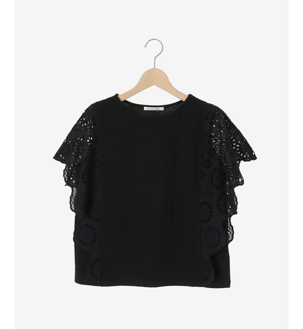  「《手洗い可能》スカラップレーススリーブカットソー」|Tシャツ・カットソー|