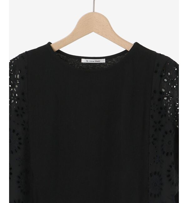  「《手洗い可能》スカラップレーススリーブカットソー」|Tシャツ・カットソー|