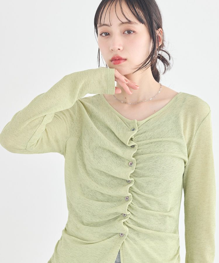 earth music&ecology「シアーワッフルタックボタントップス」|カーディガン|