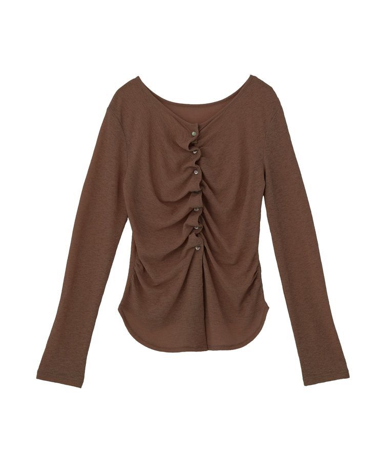 earth music&ecology「シアーワッフルタックボタントップス」|カーディガン|