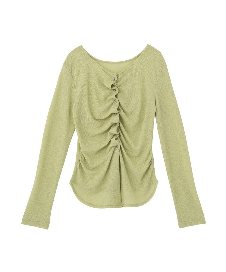 earth music&ecology「シアーワッフルタックボタントップス」|カーディガン|