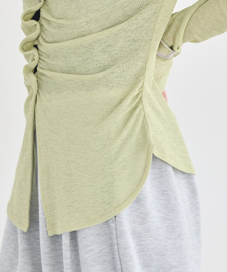 earth music&ecology「シアーワッフルタックボタントップス」|カーディガン|