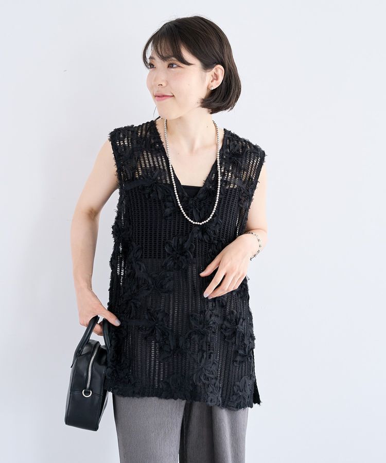 Green Parks「テープ刺繍レースベスト」|ベスト・ジレ|