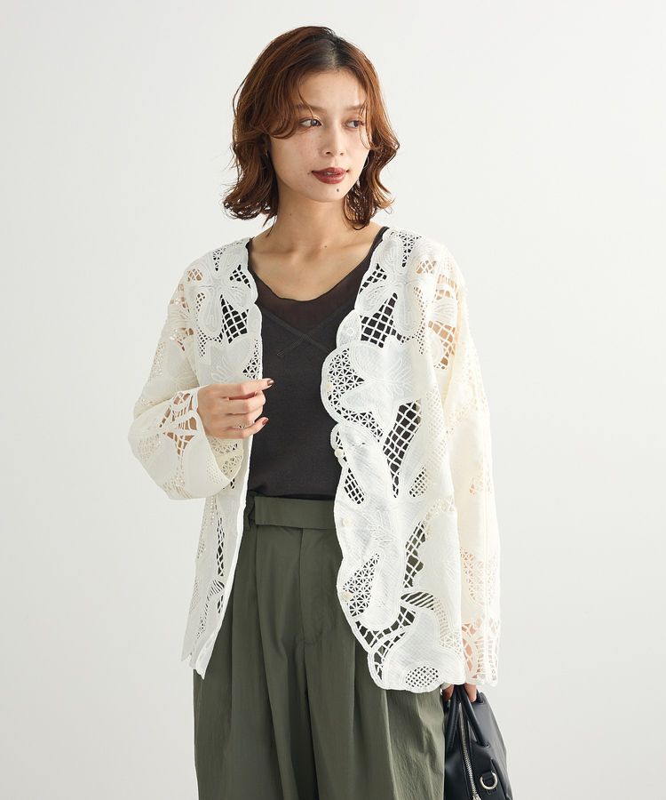 Green Parks「・ELENCARE DUE レーシーカーディガン」|カーディガン|