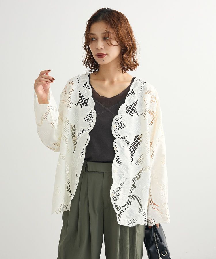 Green Parks「・ELENCARE DUE レーシーカーディガン」|カーディガン|